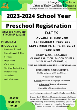  Preschool Registration